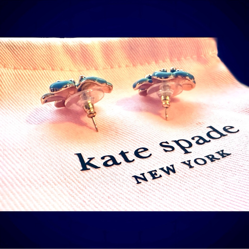 Kate Spade NY POSEY PARK garden grove BLUE stud earrings - Picture 3 of 3
